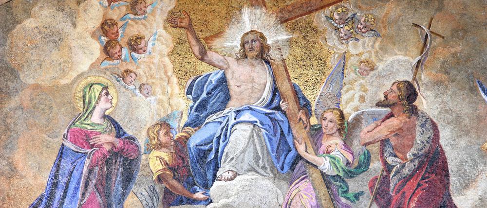 Ein Mosaik mit der Himmelfahrt von Christus in Venedig.