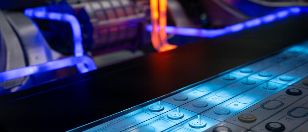 Eine schnellladende Batterie des chinesischen Herstellers CATL auf der Automesse IAA 2023. CATL hat seine Patentanmeldungen in der Batteriechnik stark gesteigert. (Archiv)