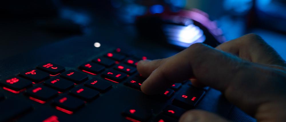 ARCHIV - 29.04.2020, Bayern, Ebing: Ein Mann sitzt am Rechner und tippt auf einer Tastatur.