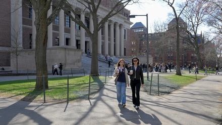 Personen gehen auf dem Campus der Harvard-Universität in Cambridge (Symbolbild).