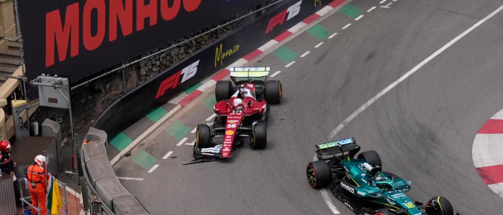 Nach diesem Unfall mit Leclerc (l) und Stroll kommt es zur Unterbrechung.