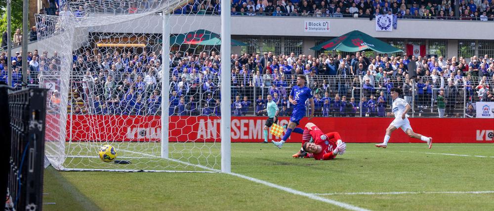 Crosthwaite trifft zum 1:0 für den BFC Dynamo.