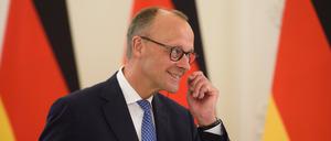 Der deutsche Bundeskanzler Friedrich Merz spricht zu den Medien während einer Pressekonferenz nach einem Treffen mit dem litauischen Präsidenten Gitanas Nauseda im Präsidentenpalast (Symbolbild).