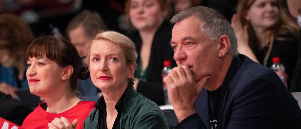 Die Parteispitze der Linken mit Heidi Reichinnek, Ines Schwerdtner und Jan van Aken.