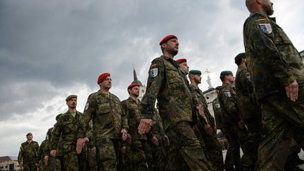 Soldaten der neuen Bundeswehrbrigade in Litauen.