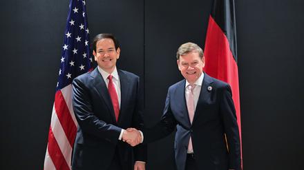 Johann Wadephul (CDU, rechts), Bundesaußenminister bei einem Treffen mit US-Außenminister Marco Rubio in der Türkei Mitte Mai.