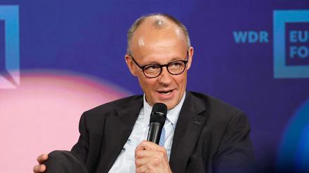 Bundeskanzler Friedrich Merz (CDU) spricht beim WDR-Europaforum während der Digitalkonferenz re:publica.