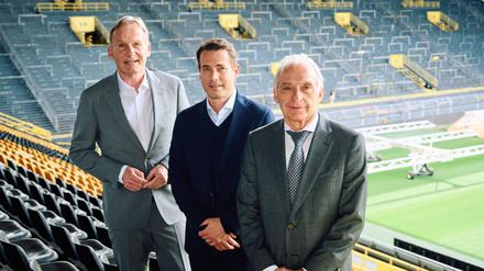 Hans-Joachim Watzke (l) erhält beim Kampf um das Präsidenten-Amt beim BVB Konkurrenz vom Amtsinhaber Reinhold Lunow (r)