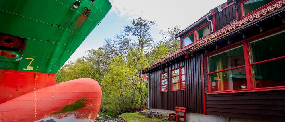 Das Schiff hätte beinahe ein Haus im norwegischen Trondheimsfjord gerammt.