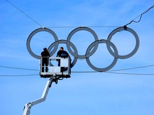 Olympische Ringe am Berliner Olympiastadio.