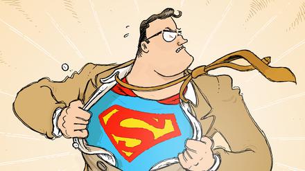 Das von Flix gezeichnete Titelbild der Hardcover-Ausgabe von „Superman: The World“.
