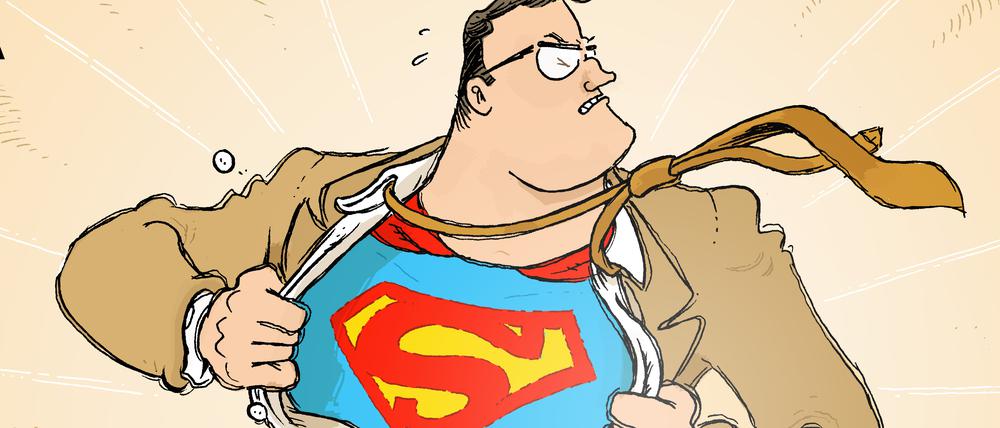 Das von Flix gezeichnete Titelbild der Hardcover-Ausgabe von „Superman: The World“.