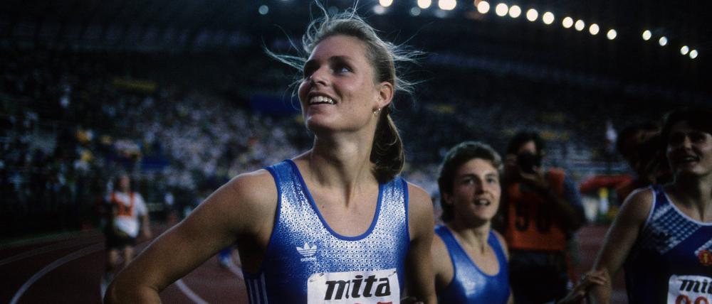 Katrin Krabbe (l.) wurde wegen der Einnahme von Clenbuterol ein Jahr gesperrt.