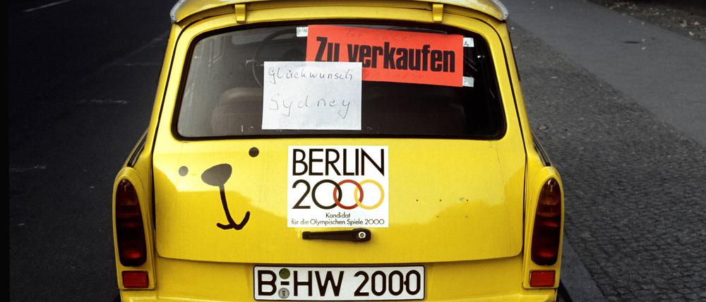 Ein Trabant in den Farben der Olympia-Bewerbung Berlins.