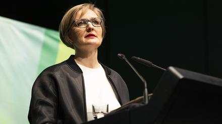 Franziska Brantner, Bundesvorsitzende von Bündnis 90/Die Grünen, im März beim Landesparteitag von Bündnis 90/Die Grünen Niedersachsen.