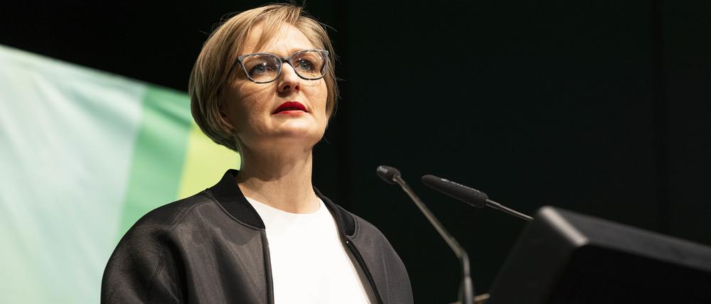 Franziska Brantner, Bundesvorsitzende von Bündnis 90/Die Grünen, im März beim Landesparteitag von Bündnis 90/Die Grünen Niedersachsen.