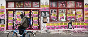 Die von einer Zwangsräumung betroffene Kneipe „Meuterei“ in der Reichenberger Straße 58 in Berlin-Kreuzberg, aufgenommen am 19. März 2021.