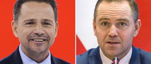 Bei der Stichwahl um das Präsidentenamt in Polen tritt der liberale Rafal Trzaskowski (links) gegen den Rechtskonservativen Karol Nawrocki an. (Archivbild)