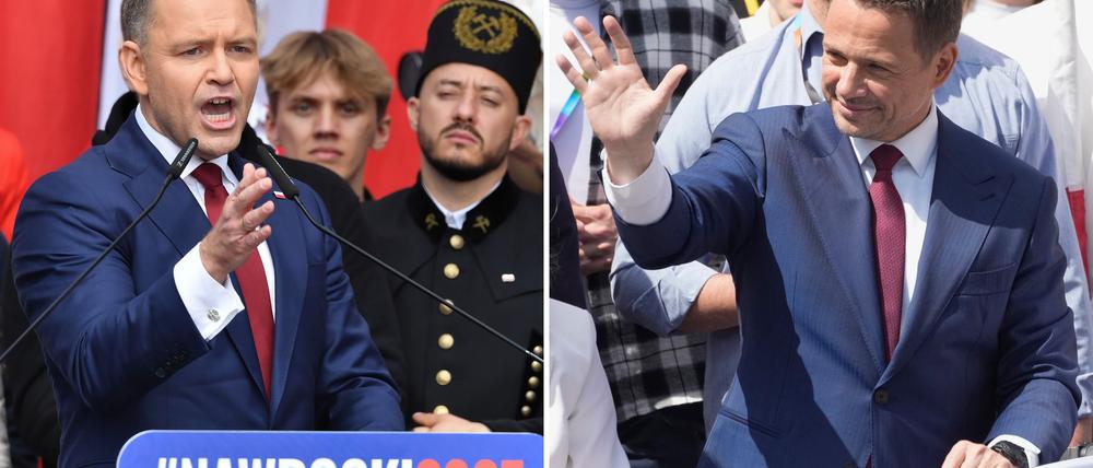 In der Stichwahl um das Präsidentenamt in Polen trifft der Rechtskonservative Karol Nawrocki (links) auf den Liberalen Rafal Trzaskowski. (Archivbild)