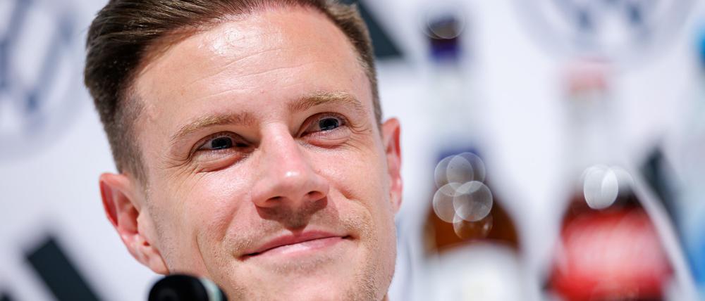 Marc-André ter Stegen bei der Pressekonferenz in Herzogenaurach.