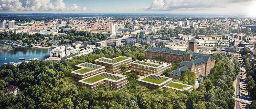 Visualisierung des Brauhausberg Campus in Potsdam, den Hasso Plattner errichten will.