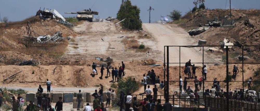 Ein Gebiet bei einem Verteilungszentrum im südlichen Gazastreifen