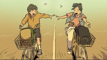 Eine Szene aus dem Comic „Rückkehr nach Tomioka“.
