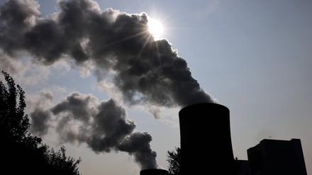 Viel Rauch kommt aus dem RWE-Kohlekraftwerk Neurath in Nordrhein-Westfalen.