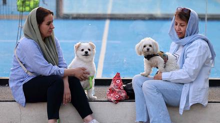 Gassigehen verboten: Zwei Iranerinnen am vergangenen Wochenende mit ihren Hunden in Teheran. 