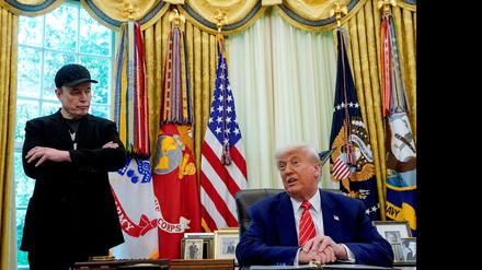 Vor Wochen noch heile Welt: Elon Musk (l) bei Donald Trump (r) im Oval Office.
