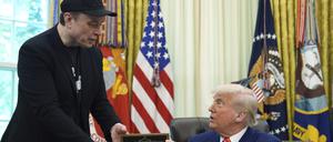 US-Präsident Donald Trump und Elon Mus im Oval Office des Weißen Hauses.