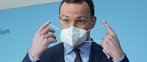 Jens Spahn (CDU), damaliger Bundesminister für Gesundheit, bei einem Pressestatement in der Coronapandemie 2021.