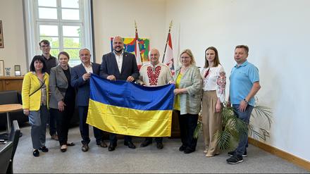 Delegation aus der Ukraine im Rathaus von Berlin Spandau. 
