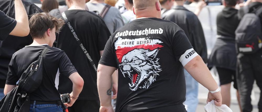 Teilnehmer einer rechtsextremen Demonstration im Juni in Berlin.
