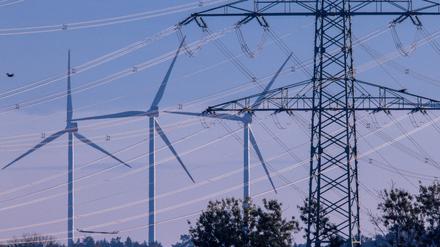 31.10.2022, Mecklenburg-Vorpommern, Groß Rogahn: Elektromasten sind in der Nähe einer Umspannstation in Schwerin zu sehen. 