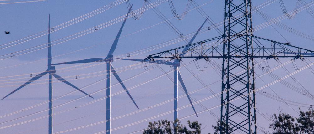 31.10.2022, Mecklenburg-Vorpommern, Groß Rogahn: Elektromasten sind in der Nähe einer Umspannstation in Schwerin zu sehen. 