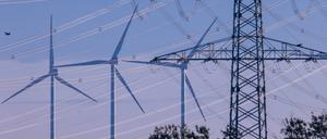 31.10.2022, Mecklenburg-Vorpommern, Groß Rogahn: Elektromasten sind in der Nähe einer Umspannstation in Schwerin zu sehen. 