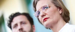 Felix Banaszak, Bundesvorsitzender von Bündnis 90/Die Grünen, und Franziska Brantner, Bundesvorsitzende von Bündnis 90/Die Grünen.
