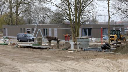 Die Baustelle am Strandbad Babelsberg im Winter