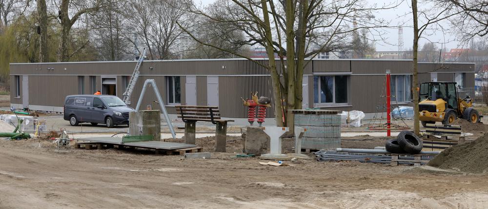 Die Baustelle am Strandbad Babelsberg im Winter