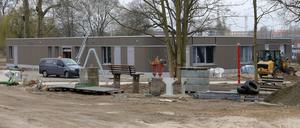 Die Baustelle am Strandbad Babelsberg im Winter