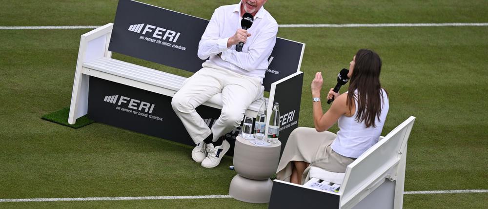 Boris Becker nahm in Bad Homburg einen Podcast mit Andrea Petkovic auf.