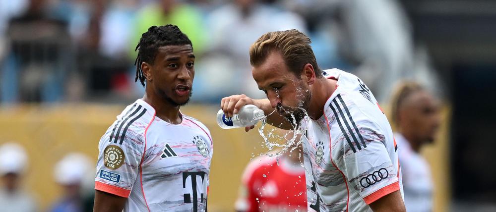 Trinken, trinken, trinken: Harry Kane nutzt eine Spielpause.