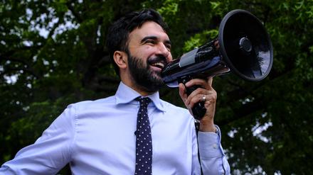 Zohran Mamdani beim Wahlkampf. 