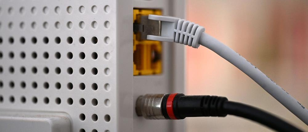 Ein LAN-Kabel in einem Router - mancherorts sind die Internetverbindungen besser geworden.