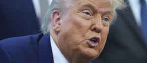 US-Präsident Donald Trump (l) spricht im Oval Office im Weißen Haus. 