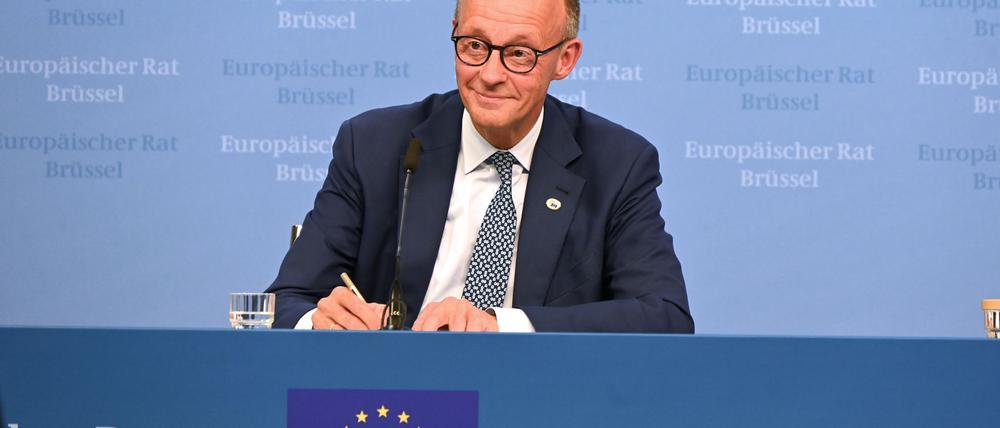 Hat sich „ausgesprochen wohl gefühlt“: Bundeskanzler Friedrich Merz bei seinem ersten EU-Gipfel in Brüssel.