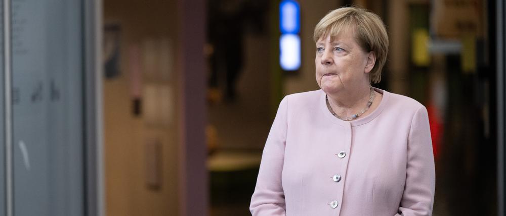 Alt-Bundeskanzlerin Angela Merkel am 23. Juni bei einem Besuch im Deutschen Hygiene Museum.