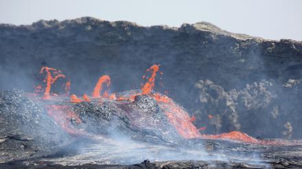 Lava aus dem Vulkan Erta Ale in Afar, Äthiopien. 