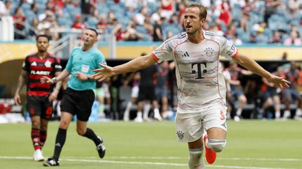 Harry Kane vom FC Bayern München bejubelt sein zweites Tor gegen CR Flamengo bei der Club-WM.